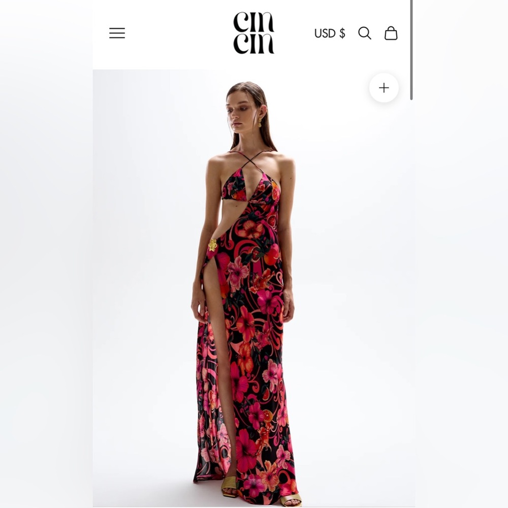 CinCin Villa' Cut-Out Dress - Hibiscus Small